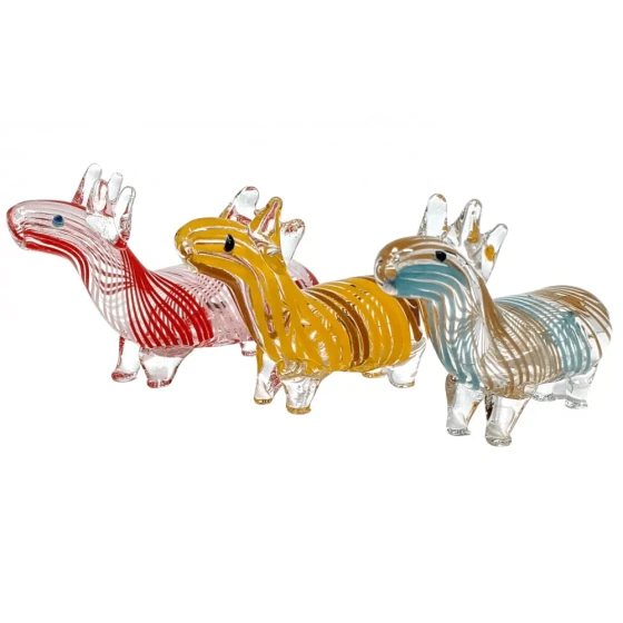 Standing Swirl Ribbon Clear Body Deer Animal Hand Pipe