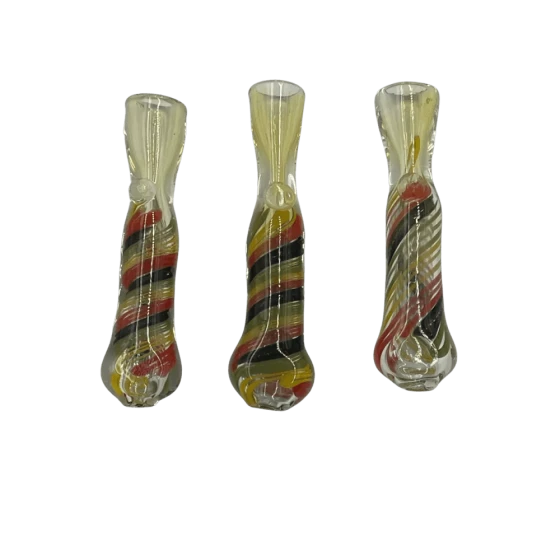 3" Silver Fumed Rasta & Galaxy Ribbon Chillum Hand Pipe
