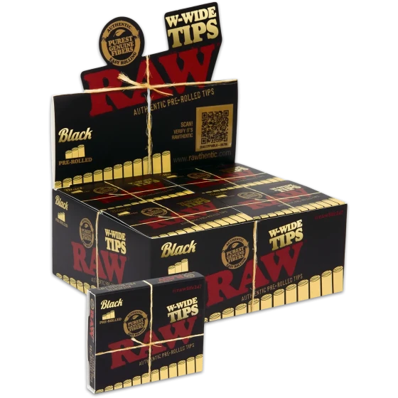 RAW Black W-Wide Pre-Rolled Tips